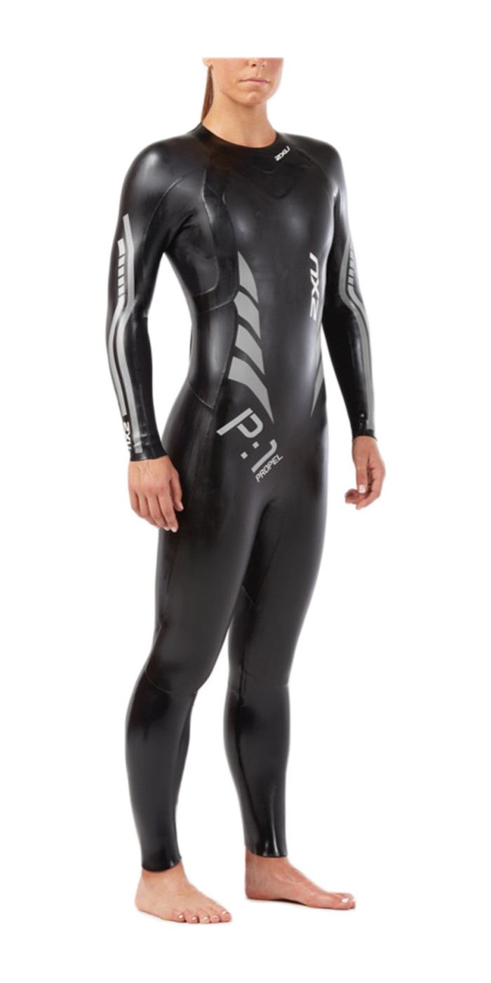 2019 2XU Womens P1 Propel Triathlon Wetsuit BLACK / SILVER WW4994c